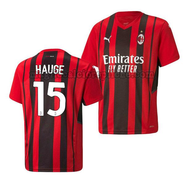 prima maglie calcio ac milan 2021 2022 jens petter hauge 15 rosso