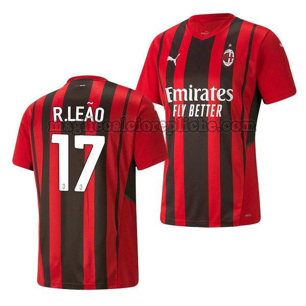 prima maglie calcio ac milan 2021 2022 rafael leao 17 rosso