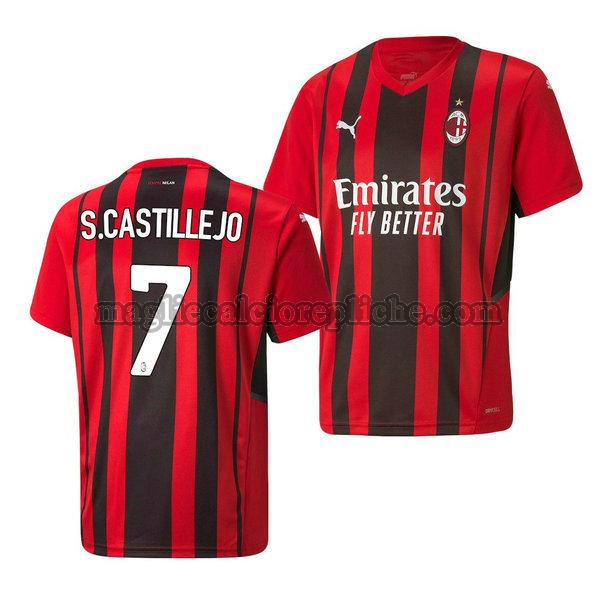 prima maglie calcio ac milan 2021 2022 samu castillejo 7 rosso