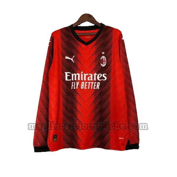 prima maglie calcio ac milan 2023 2024 manica lunga rosso