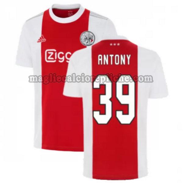 prima maglie calcio ajax 2021 2022 antony 39 rosso bianco