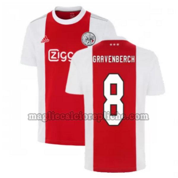 prima maglie calcio ajax 2021 2022 gravenberch 8 rosso bianco