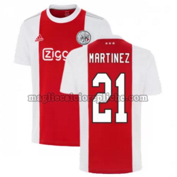 prima maglie calcio ajax 2021 2022 martinez 21 rosso bianco