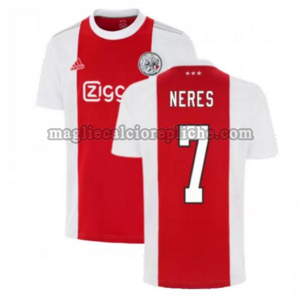 prima maglie calcio ajax 2021 2022 neres 7 rosso bianco