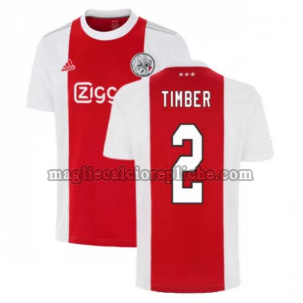 prima maglie calcio ajax 2021 2022 timber 2 rosso bianco