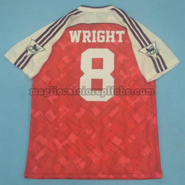 prima maglie calcio arsenal 1990-1992 wright 8 rosso