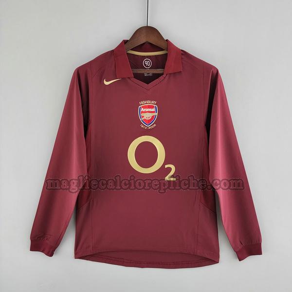 prima maglie calcio arsenal 2005 2006 manica lunga rosso