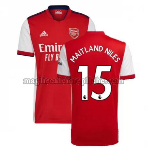 prima maglie calcio arsenal 2021 2022 maitland niles 15 rosso