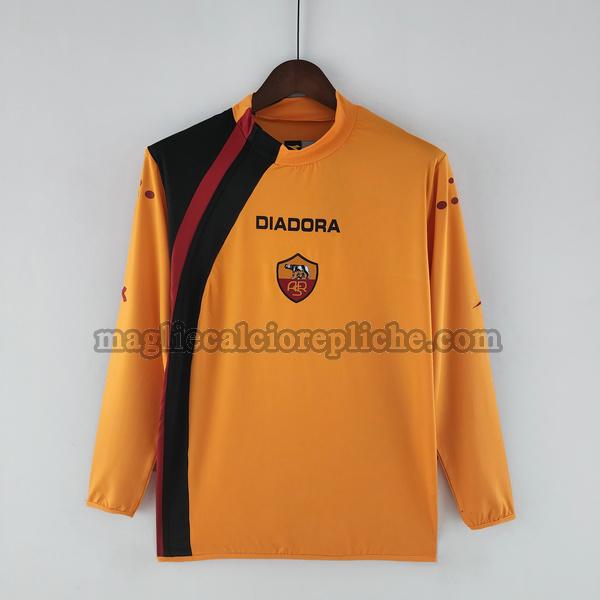 prima maglie calcio as roma 2005 06 manica lunga arancione