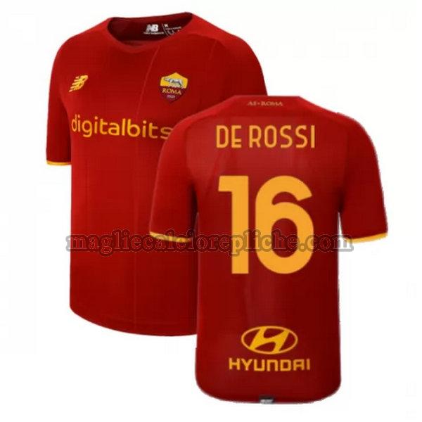 prima maglie calcio as roma 2021 2022 de rossi 16 rosso