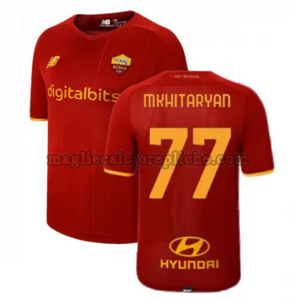 prima maglie calcio as roma 2021 2022 mkhitaryan 77 rosso