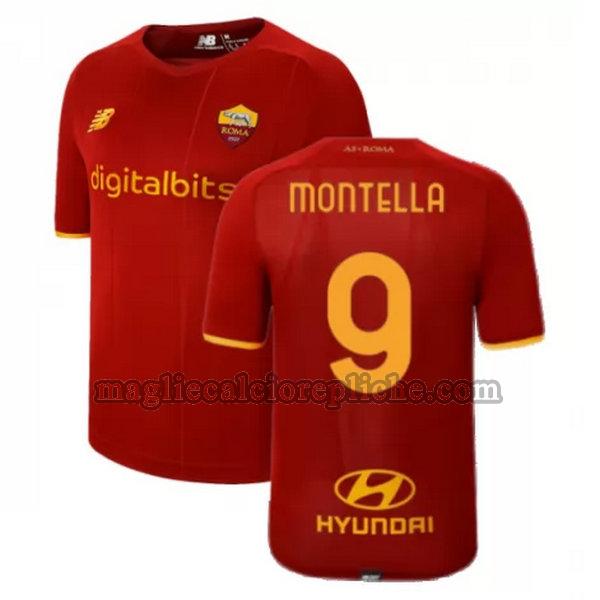 prima maglie calcio as roma 2021 2022 montella 9 rosso