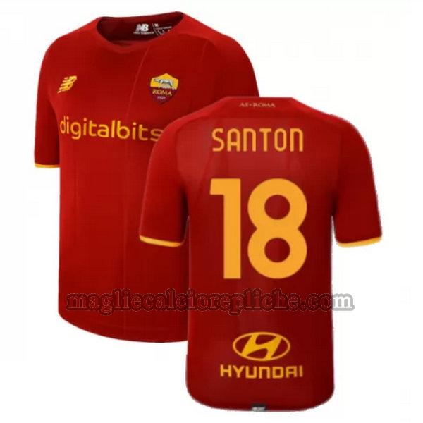 prima maglie calcio as roma 2021 2022 santon 18 rosso