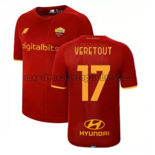 prima maglie calcio as roma 2021 2022 veretout 17 rosso