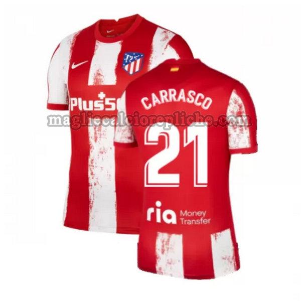 prima maglie calcio atlético madrid 2021 2022 carrasco 21 rosso bianco