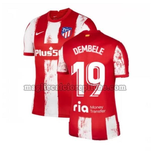 prima maglie calcio atlético madrid 2021 2022 dembele 19 rosso bianco