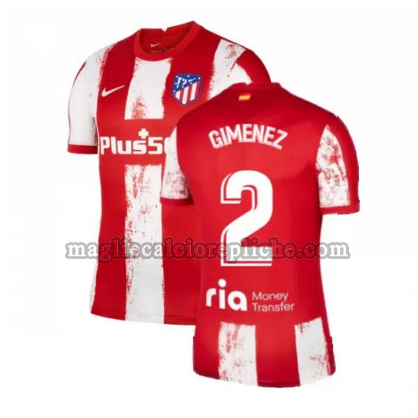 prima maglie calcio atlético madrid 2021 2022 gimenez 2 rosso bianco