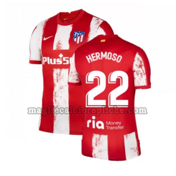 prima maglie calcio atlético madrid 2021 2022 hermoso 22 rosso bianco