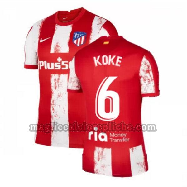 prima maglie calcio atlético madrid 2021 2022 koke 6 rosso bianco