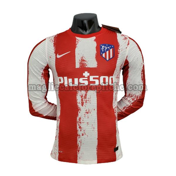 prima maglie calcio atlético madrid 2021 2022 player manica lunga rosso bianco