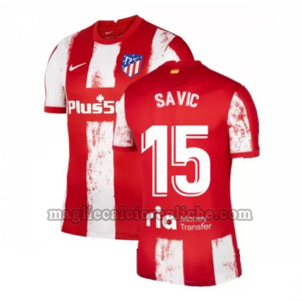 prima maglie calcio atlético madrid 2021 2022 savic 15 rosso bianco