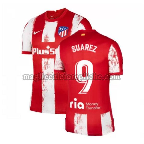 prima maglie calcio atlético madrid 2021 2022 suarez 9 rosso bianco