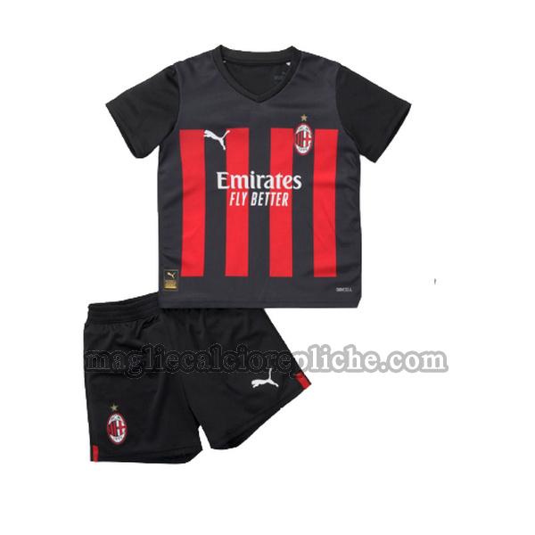 prima maglie calcio bambino ac milan 2022 2023 nero rosso