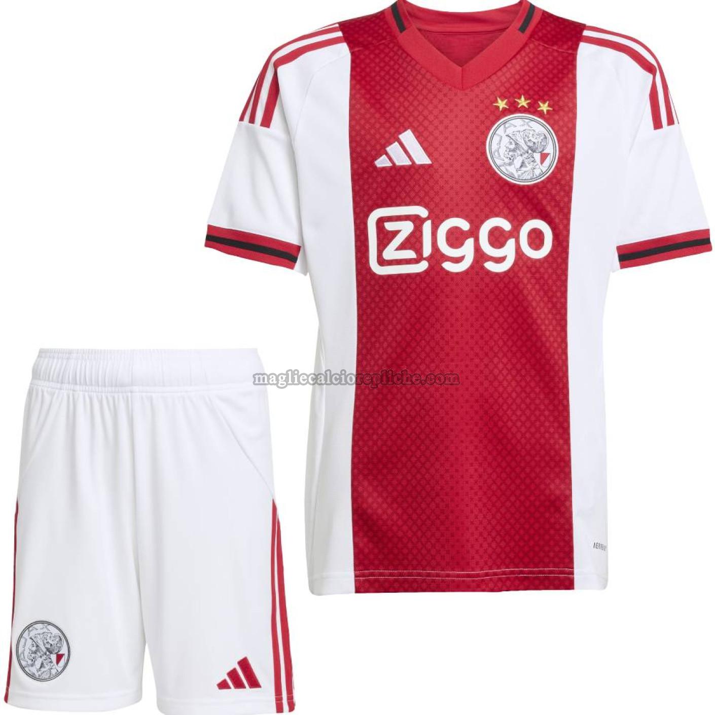 prima maglie calcio bambino ajax 2025 2026 rosso bianco