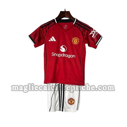 prima maglie calcio bambino manchester united 2025 2026 rosso