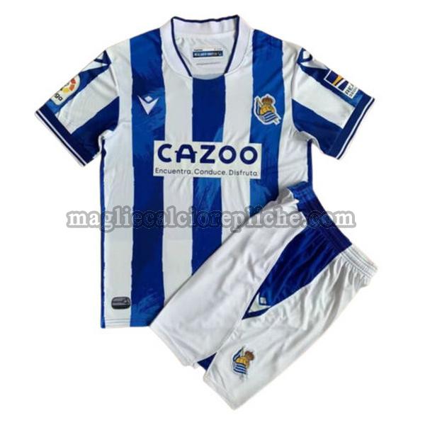 prima maglie calcio bambino real sociedad 2022 2023 blu bianco