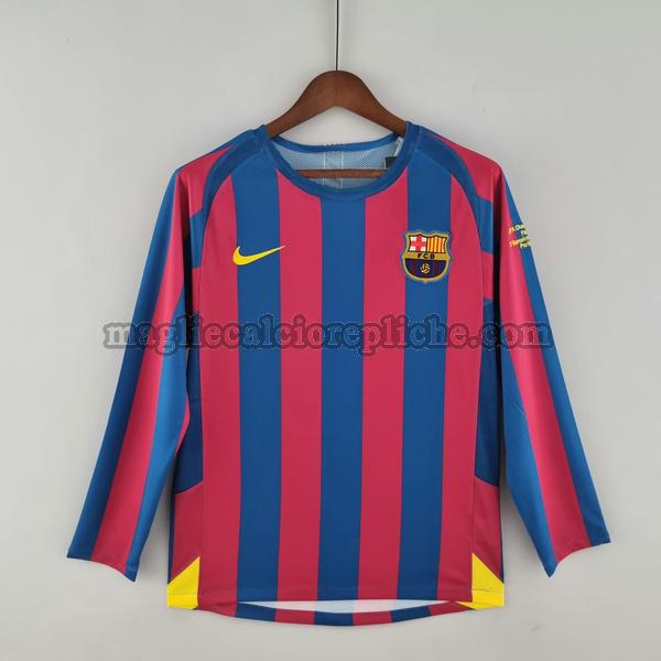 prima maglie calcio barcellona 2005 2006 manica lunga rosso blu