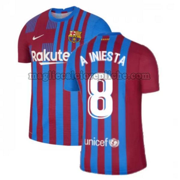 prima maglie calcio barcellona 2021 2022 a iniesta 8 rosso bianco