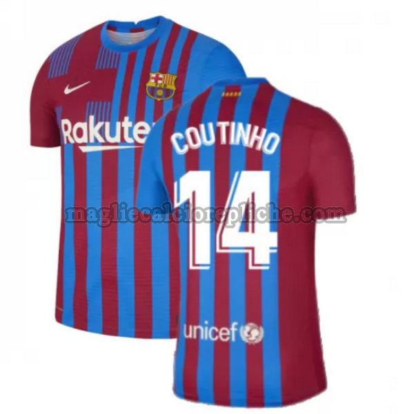 prima maglie calcio barcellona 2021 2022 coutinho 14.jpg rosso bianco