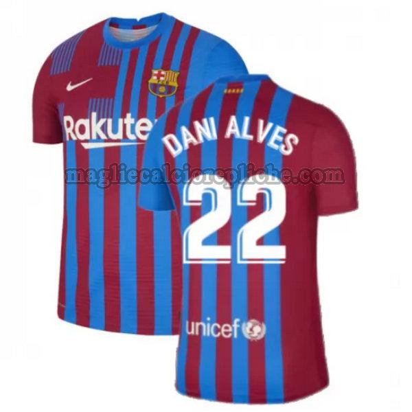 prima maglie calcio barcellona 2021 2022 dani alves 22 rosso bianco