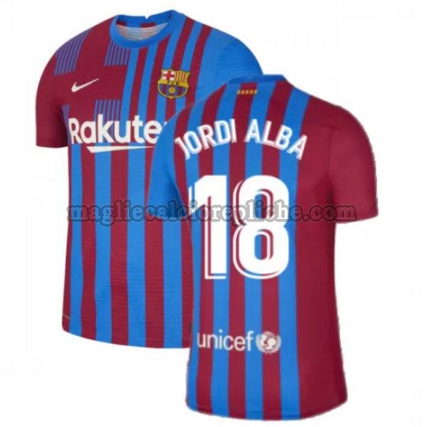 prima maglie calcio barcellona 2021 2022 jordi alba 18 rosso bianco