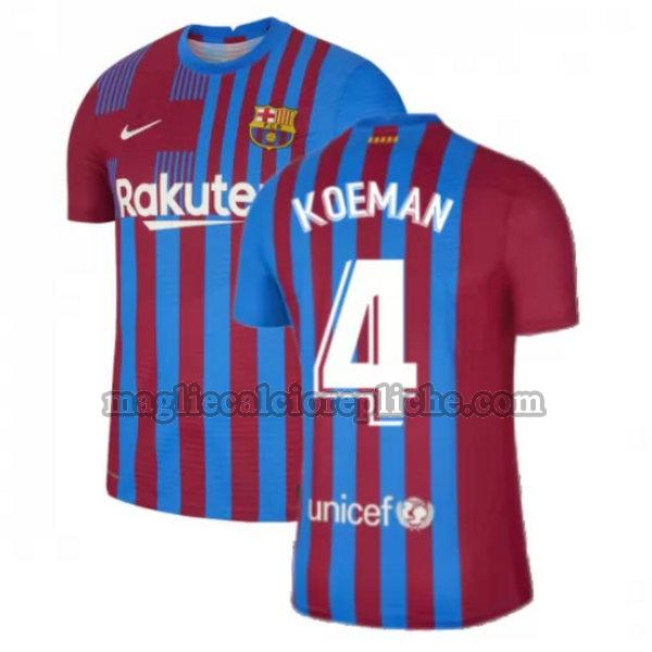 prima maglie calcio barcellona 2021 2022 koeman 4 rosso bianco