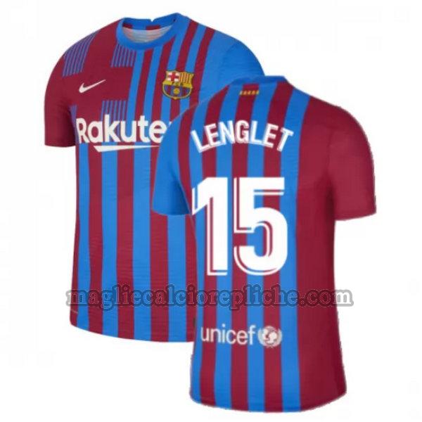 prima maglie calcio barcellona 2021 2022 lenglet 15 rosso bianco