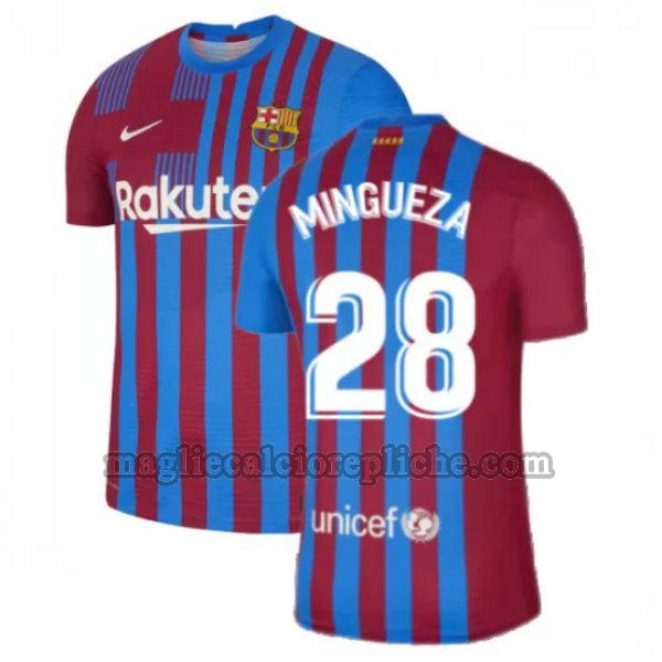 prima maglie calcio barcellona 2021 2022 mingueza 28 rosso bianco