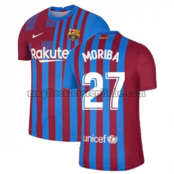 prima maglie calcio barcellona 2021 2022 moriba 27 rosso bianco