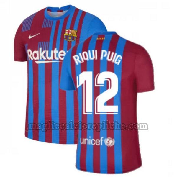 prima maglie calcio barcellona 2021 2022 riqui puig 12 rosso bianco