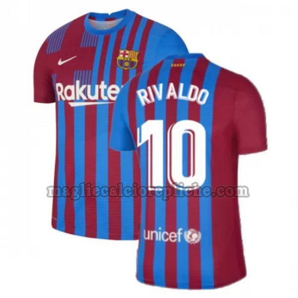 prima maglie calcio barcellona 2021 2022 rivaldo 10 rosso bianco