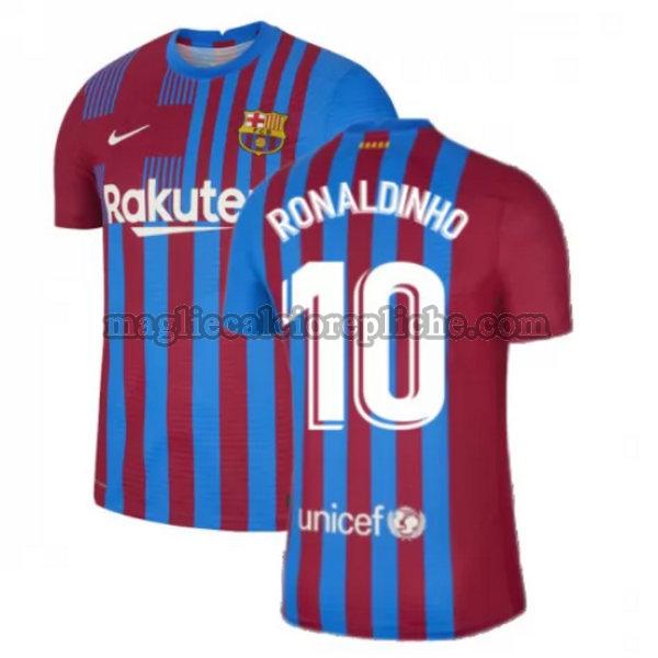 prima maglie calcio barcellona 2021 2022 ronaldinho 10 rosso bianco