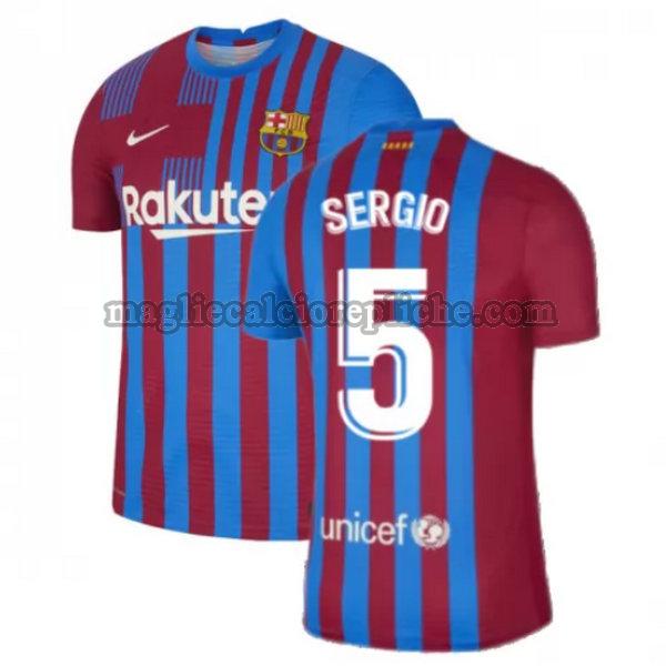 prima maglie calcio barcellona 2021 2022 sergio 5 rosso bianco