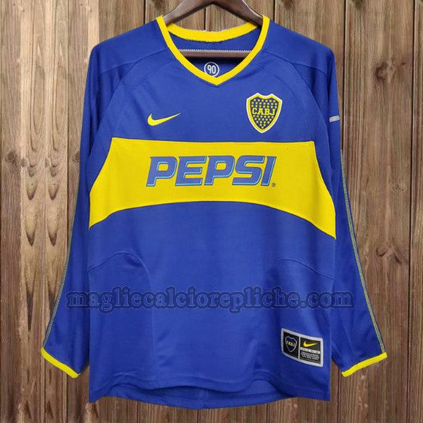 prima maglie calcio boca juniors 2003-2004 manica lunga blu