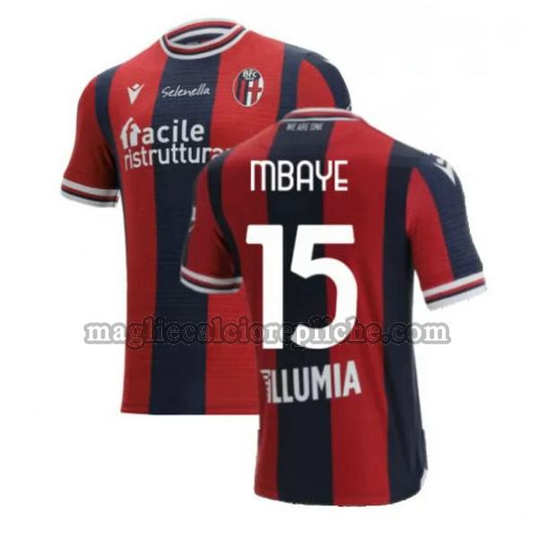 prima maglie calcio bologna 2021 2022 mbaye 15 rosso blu