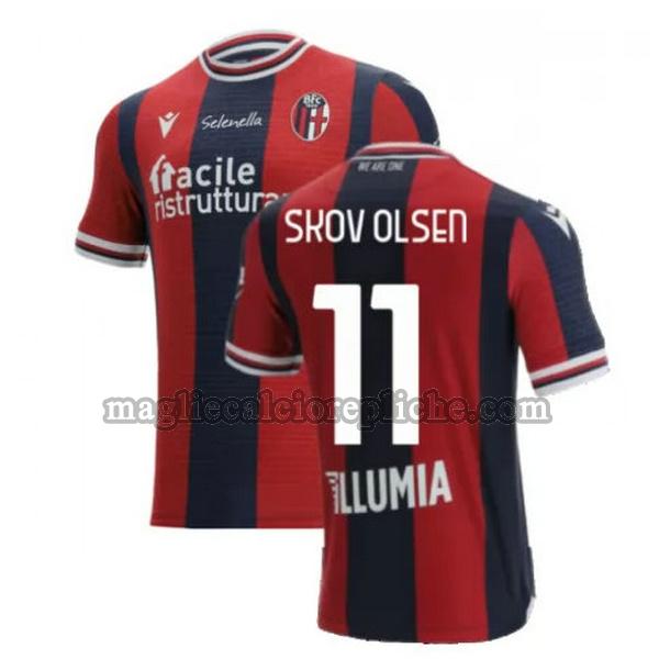 prima maglie calcio bologna 2021 2022 skov olsen 11 rosso blu