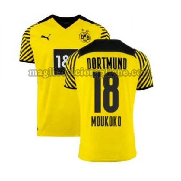 prima maglie calcio borussia dortmund 2021 2022 moukoko 18 giallo