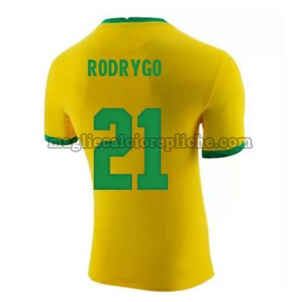 prima maglie calcio brasile 2020-2021 rodrygo 21 giallo