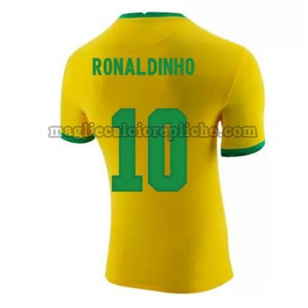 prima maglie calcio brasile 2020-2021 ronaldinho 10 giallo