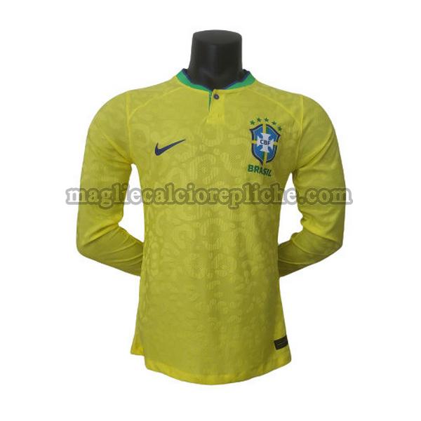 prima maglie calcio brasile 2022 player manica lunga giallo